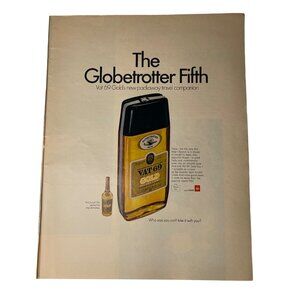 1968 Vat 69 Globetrotter Fifth Whiskey u Ad Full Page Vintage Original Travel Co